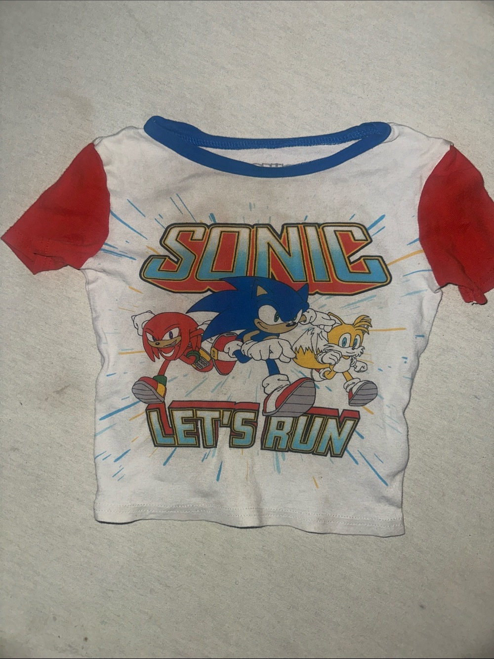 Kids Sonic Let's Run Graphic Pajama Top - White & Red